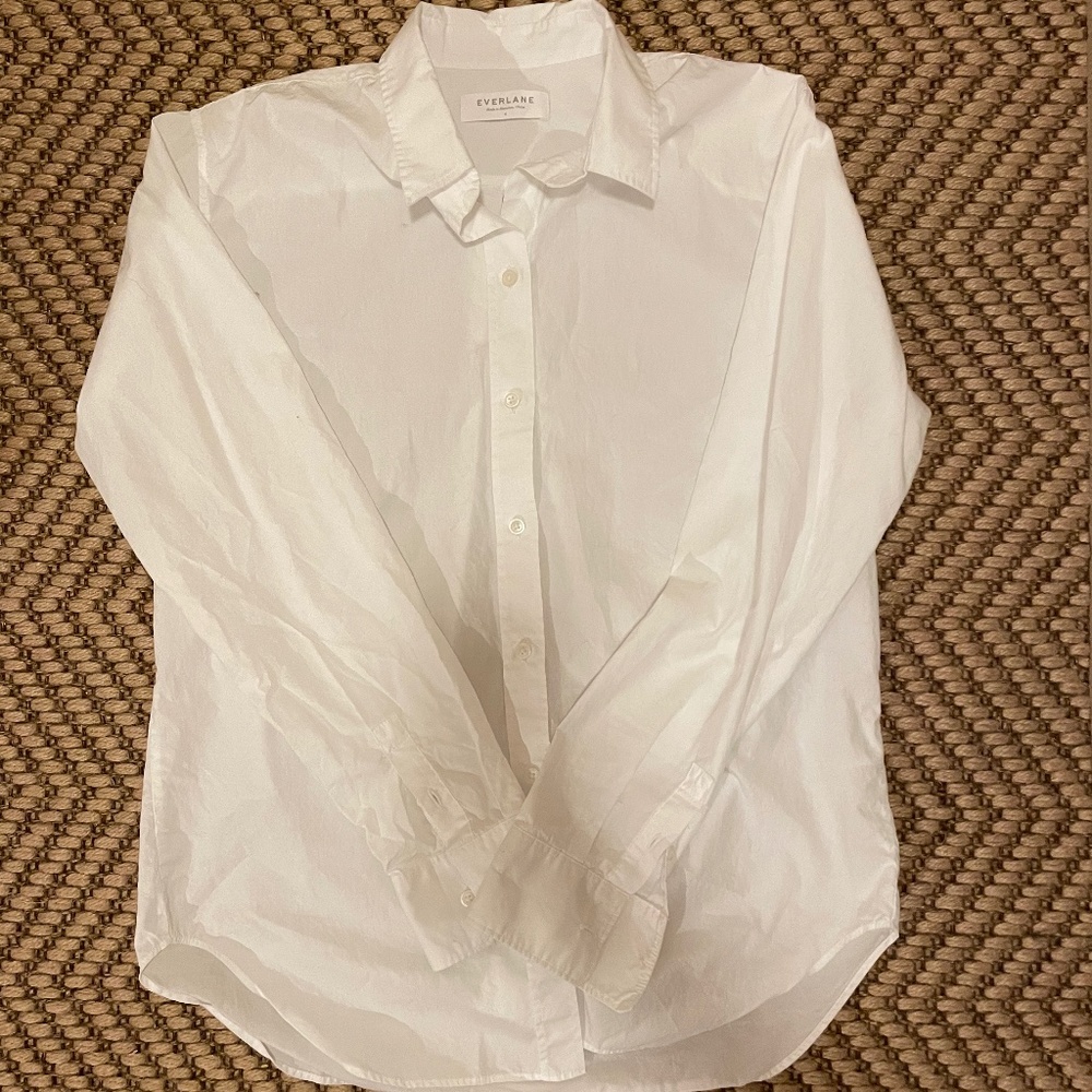 Everlane Silky Cotton Relaxed White Button Down size 4